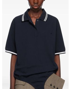 Pushbutton Cotton Polo Top - Blue