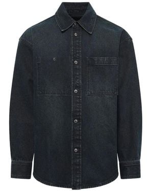 WOOYOUNGMI Back-Logo Washed-Denim Shirt - Blue