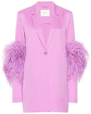 LAPOINTE Blazer con ribete de plumas - Rosa