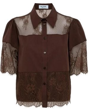 Blugirl Blumarine Lace-Panelled Shirt - Brown