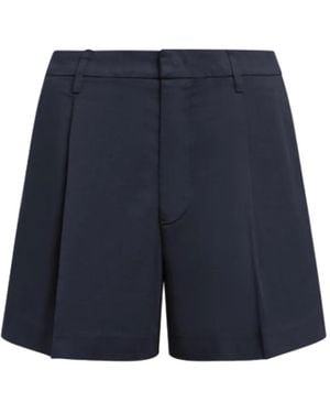 Dondup Lori Pleated Logo-Plaque Shorts - Blue