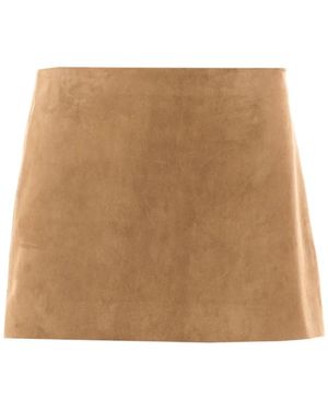 KHAITE Jett Leather Mini Skirt - Natural