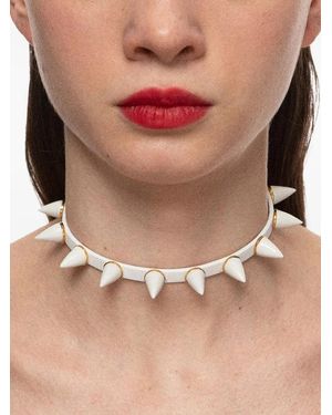 Andres Gallardo Mini Spike Leather Choker - Brown