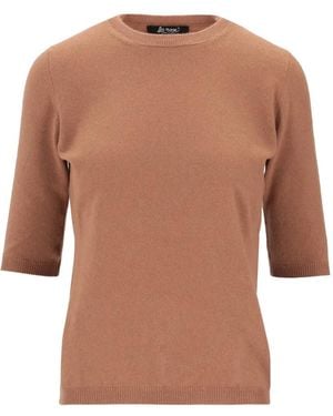 LA ROSE Fine-Knit T-Shirt - Brown