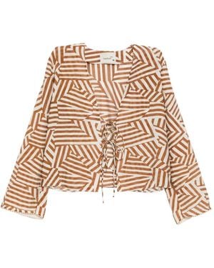 Bambah Geo Ruffle Top - Natural