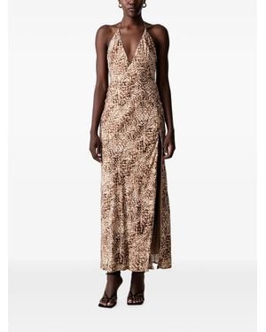 Bardot Abito Llizbeth Lungo Leopardato Con Scollo All'Americana - Neutro