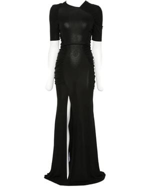 Victoria Beckham Ruched Floor-Length Maxi Dress - Black