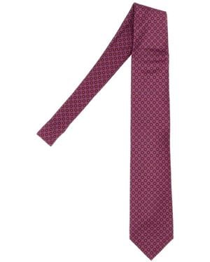 Brioni Embroidered Silk Tie - Purple