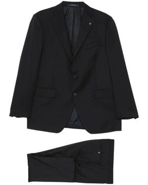 Tagliatore Super 110's Single-Breasted Wool Suit - Black
