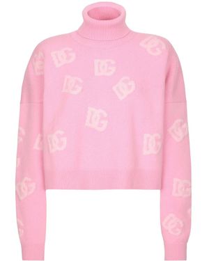 Dolce & Gabbana Dg-Logo Cropped Cashmere Jumper - Pink
