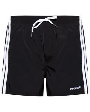 DSquared² Logo-Embroidered Swim Shorts - Black
