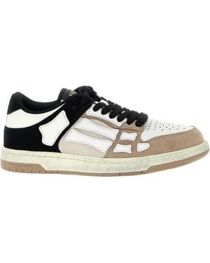 Amiri Distressed Skel Leather Trainers - Black