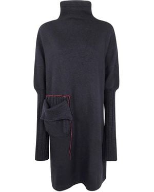 Y's Yohji Yamamoto High-Neck Pocket Dress - Blue