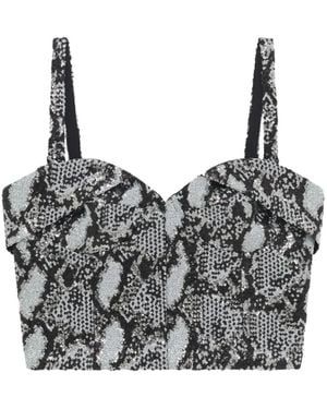 IRO Snake-Print Corset Top - Gray