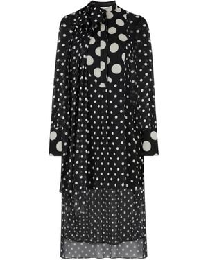 Nina Ricci Polka Dot Silk Mini Dress - Black