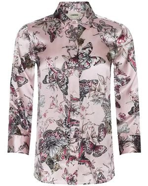 L'Agence Dani Butterfly-Print Blouse - Grey