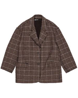 Bimba Y Lola Checked Frayed-Edge Blazer - Brown