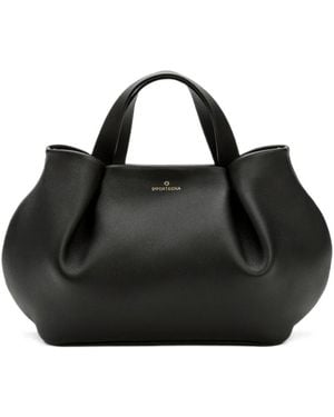 La Portegna Isabela Leather Tote Bag - Black