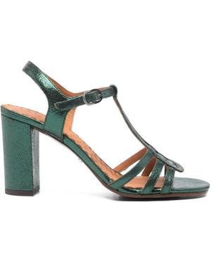 Chie Mihara Baby T-Strap Leather Sandals - Green