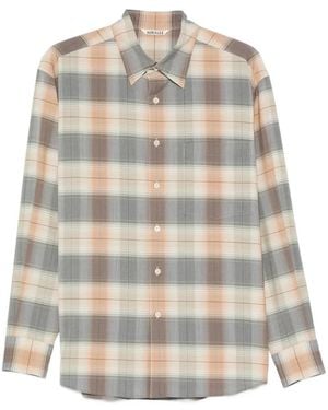 AURALEE Chemise En Laine À Carreaux - White