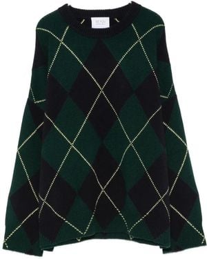 Be You Long-Sleeve Argyle-Pattern Sweater - Green