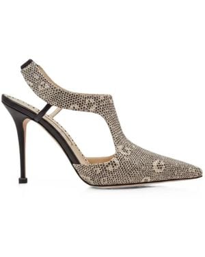 Manolo Blahnik Polignac Snakeskin-Pattern Mules - White