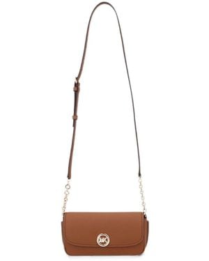 MICHAEL Michael Kors Small Nolita Logo-Plaque Pebbled-Leather Crossbody Bag - White
