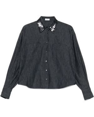 Brunello Cucinelli Sequin-embellished denim shirt - Azul