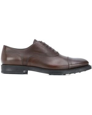 Tod's Embossed Logo Lace-Up Derby Shoes - Brown