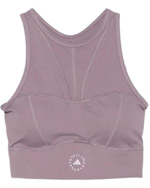 adidas By Stella McCartney Training Logo-Print Crop Top - Purple