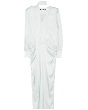 ROTATE BIRGER CHRISTENSEN Long-Sleeved Midi Dress With Scarf Tail And V-Neck - White