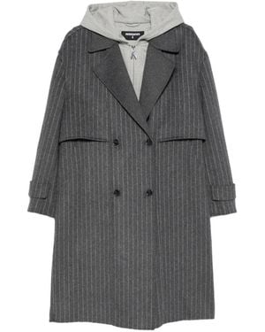 Patrizia Pepe Pinstripe Double-Breasted Coat - Gray