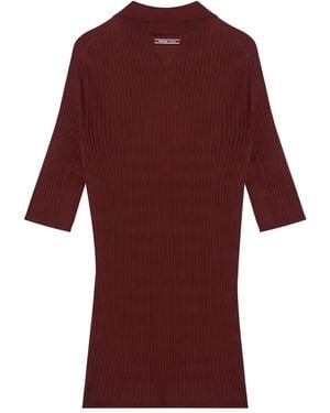 Prada Rust-coloured Ribbed Polo