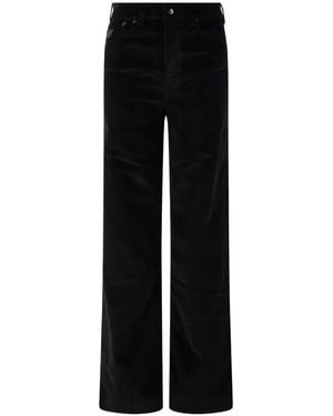 Lois Corduroy Wide-Leg Trousers - Black