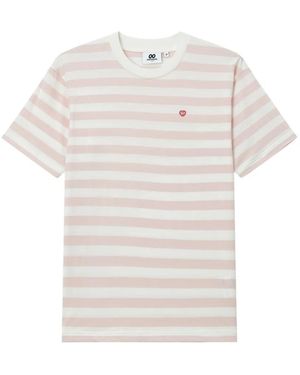 Chocoolate Striped Embroidered T-Shirt - White