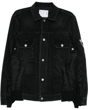Sacai Denim Mixed Media Twill Jacket - Black