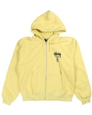 Stussy Logo-print Zip-up Hoodie - Yellow