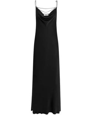 Rabanne Chain Strap Satin Slip Dress - Black