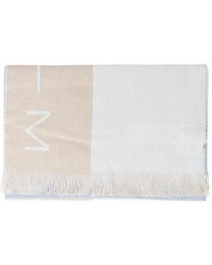 Max Mara Logo-Print Fringed Scarf - White