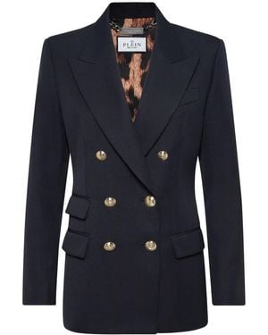Philipp Plein Marine-Fit Wool Blazer - Blue
