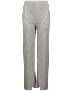 Solid & Striped Pantalon En Maille Pointelle À Taille Haute - Gris