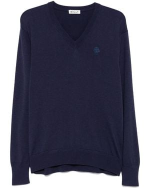 Bally Pullover mit Logo-Stickerei - Blau