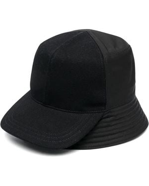 Prada Baseball-Panel Leather Bucket Hat - Black