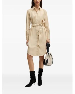 BOSS Belted Shirt Dress - Natural