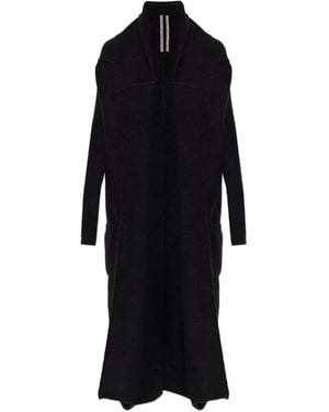 Rick Owens Ribbed-Knit Shawl-Collar Coat - Black