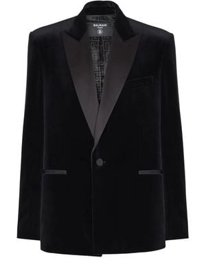 Balmain Velvet Single-Breasted Blazer - Black