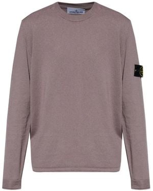 Stone Island Logo-Patch Jumper - Purple