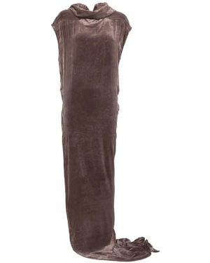 Rick Owens High-Neck Side-Slit Maxi Dress - Brown