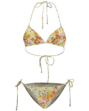 Zimmermann Solstice Floral-Print Bikini - Metallic