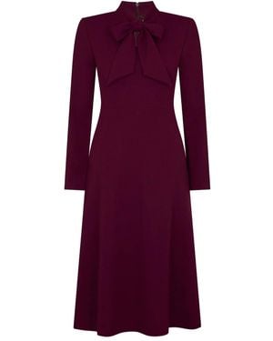 Jane Wallis Midikleid mit Schleifenkragen - Lila
